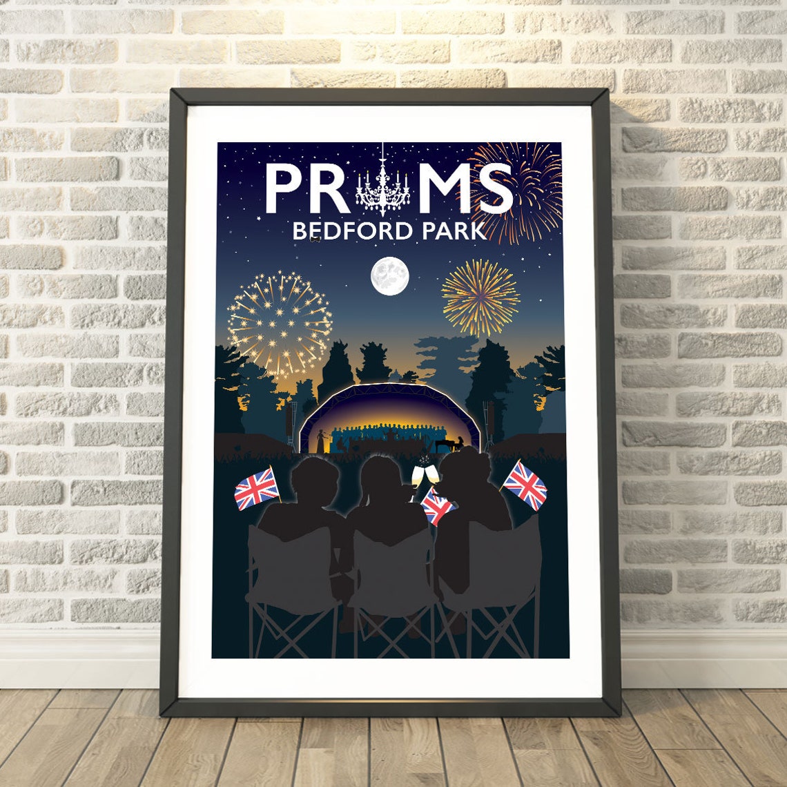 Proms Bedford Park Outdoor Concert Fireworks Night Sky Poster