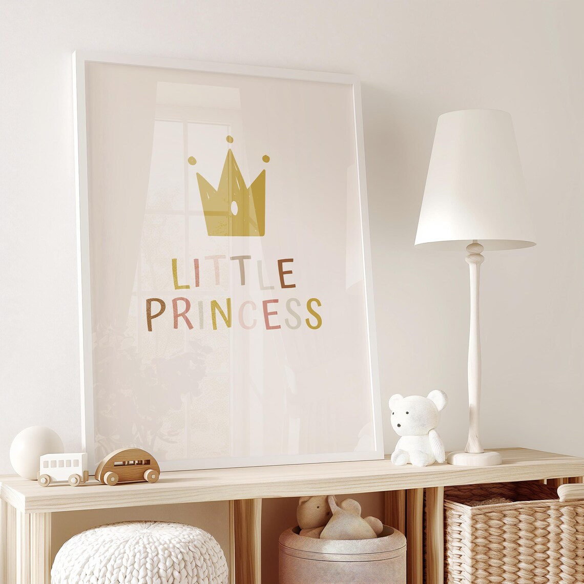 Little Princess Elegant Gold Crown Minimalist Nursery Poster - Image 2