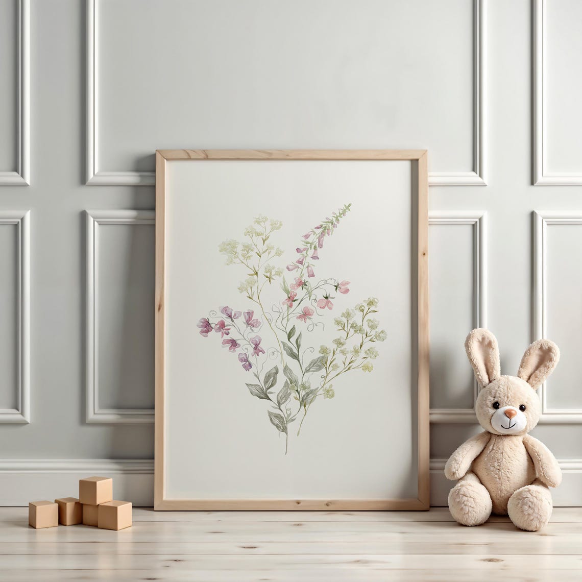 Pastel Wildflower Bouquet Watercolor Botanical Wall Decor Poster - Image 3