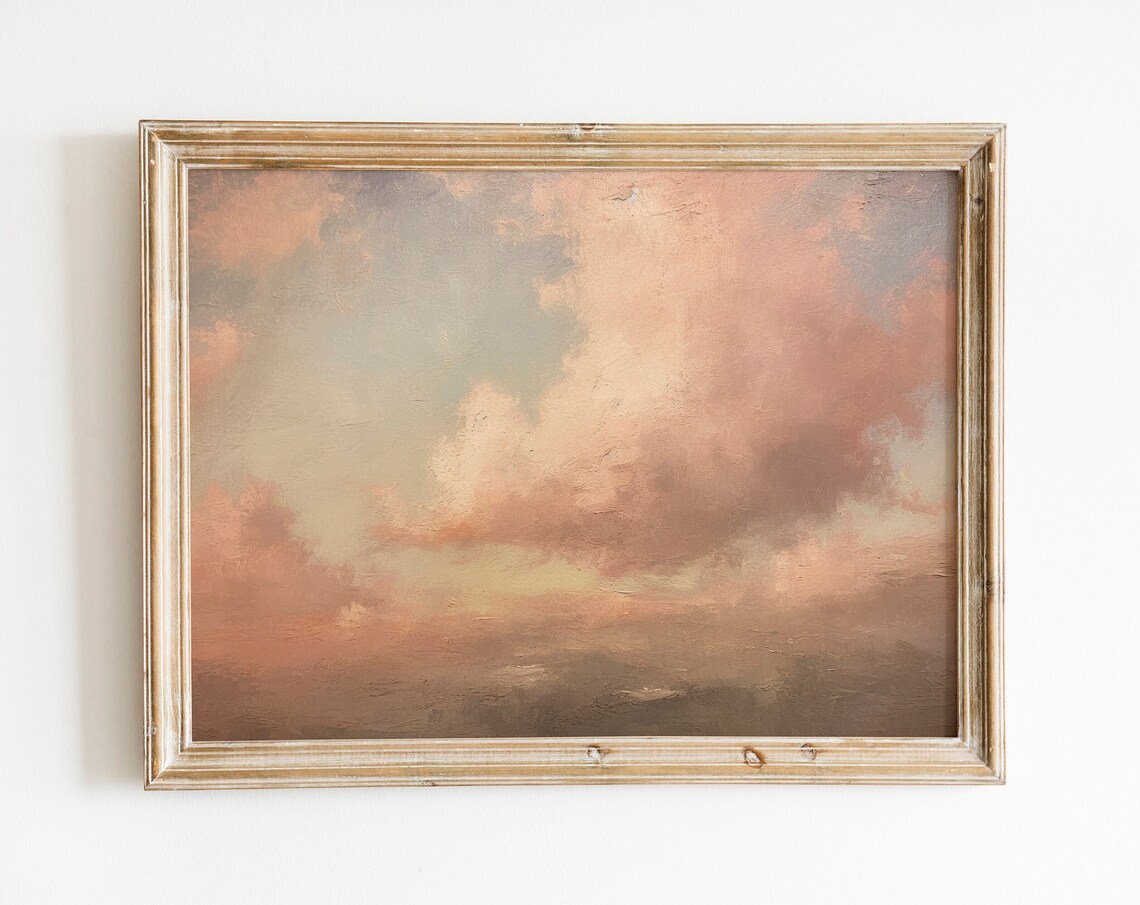 Dreamy Blush Pink Cloud Abstract Oil Painting Soft Sky Poster