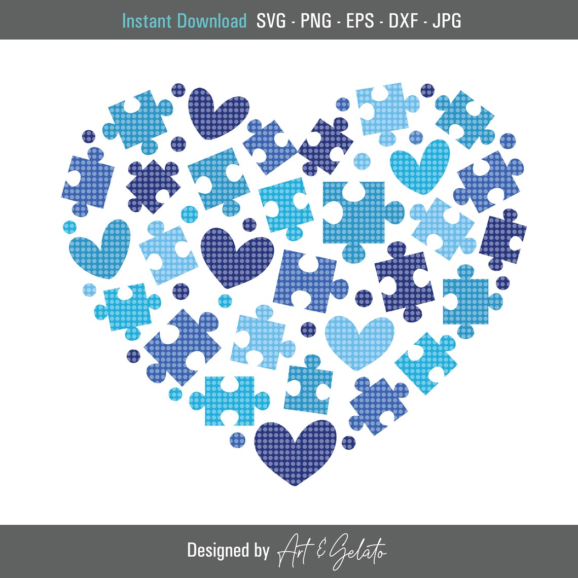 Autism Puzzle Heart, Autism Awareness Art Print
