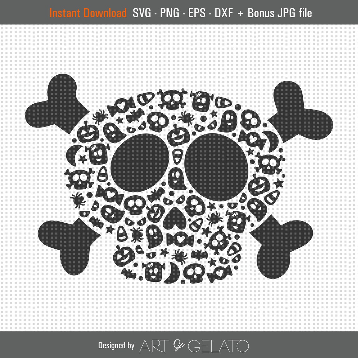 Cute Halloween Skull Crossbones Spooky Ghost Icons Design Poster