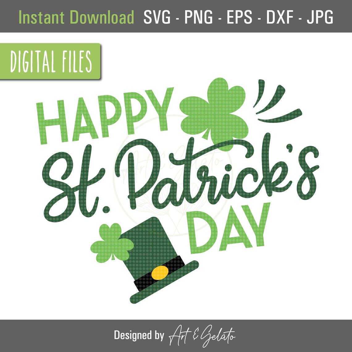 Happy St. Patrick's Day Shamrock Leprechaun Hat Cut File Poster