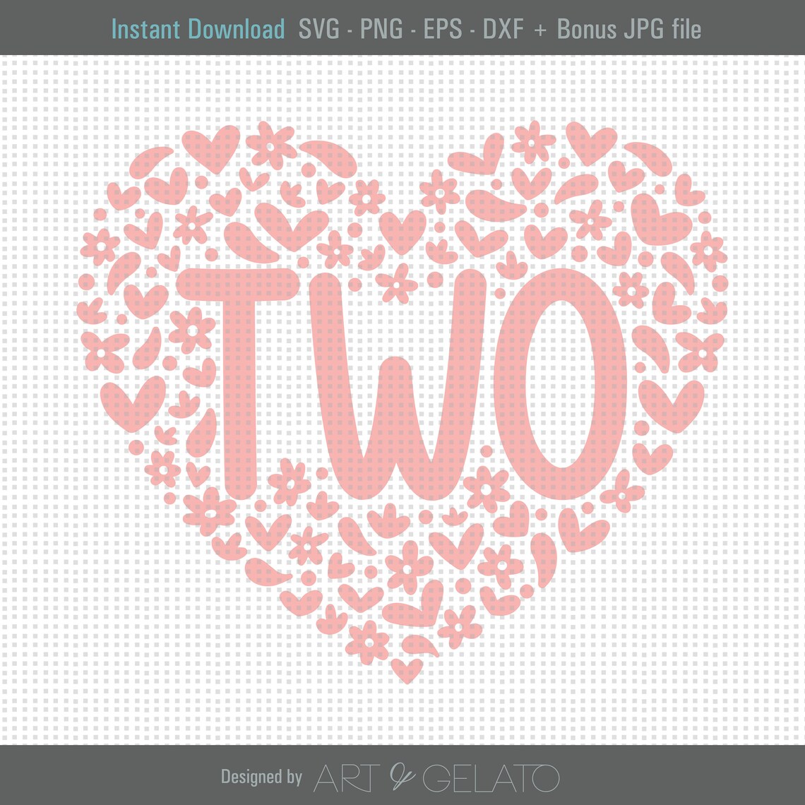 Two Svg 2nd Birthday Svg Second Birthday Svg Floral Heart Svg Birthday Shirt Svg Baby Girl Birthday Two Year Old Instant