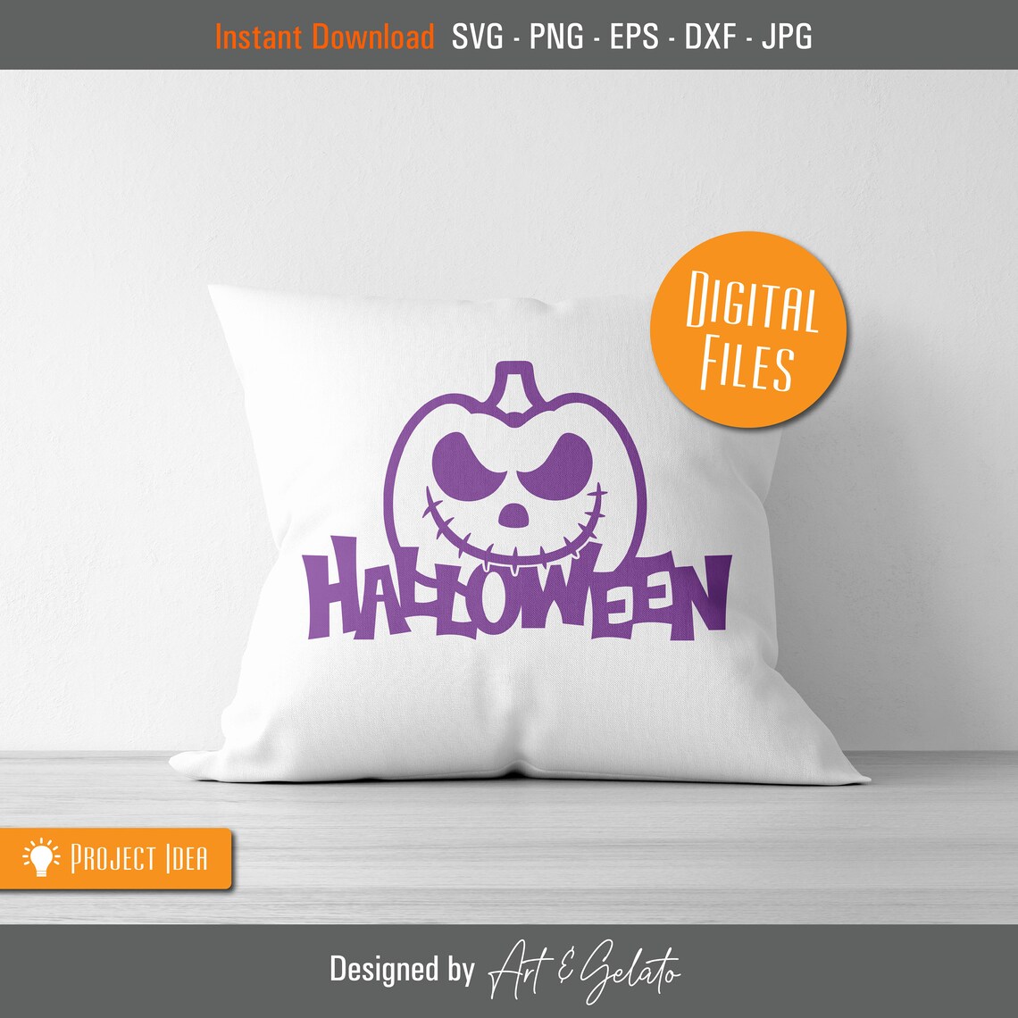 Black Halloween Jack-O-Lantern Pumpkin Spooky Cut File Poster - Image 3