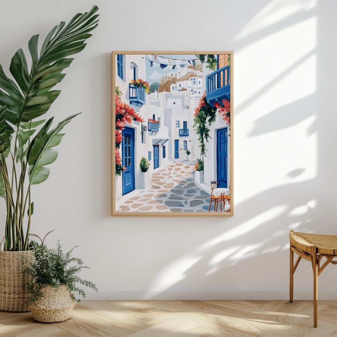 Mykonos Greek Island Whitewashed Alley Bougainvillea Travel Poster - Image 3