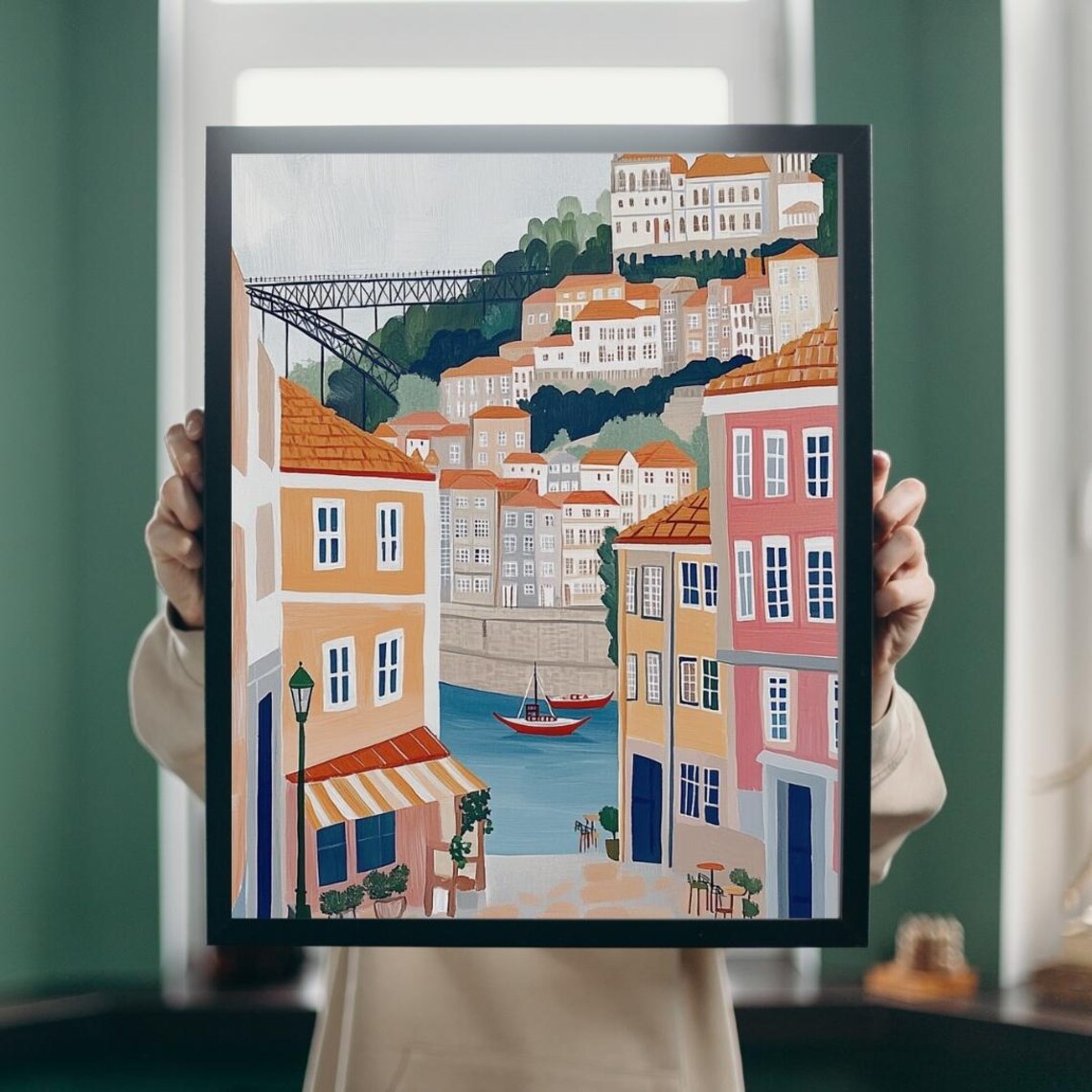 Porto Portugal Ribeira Colorful Houses Iron Bridge Travel Poster - Image 4