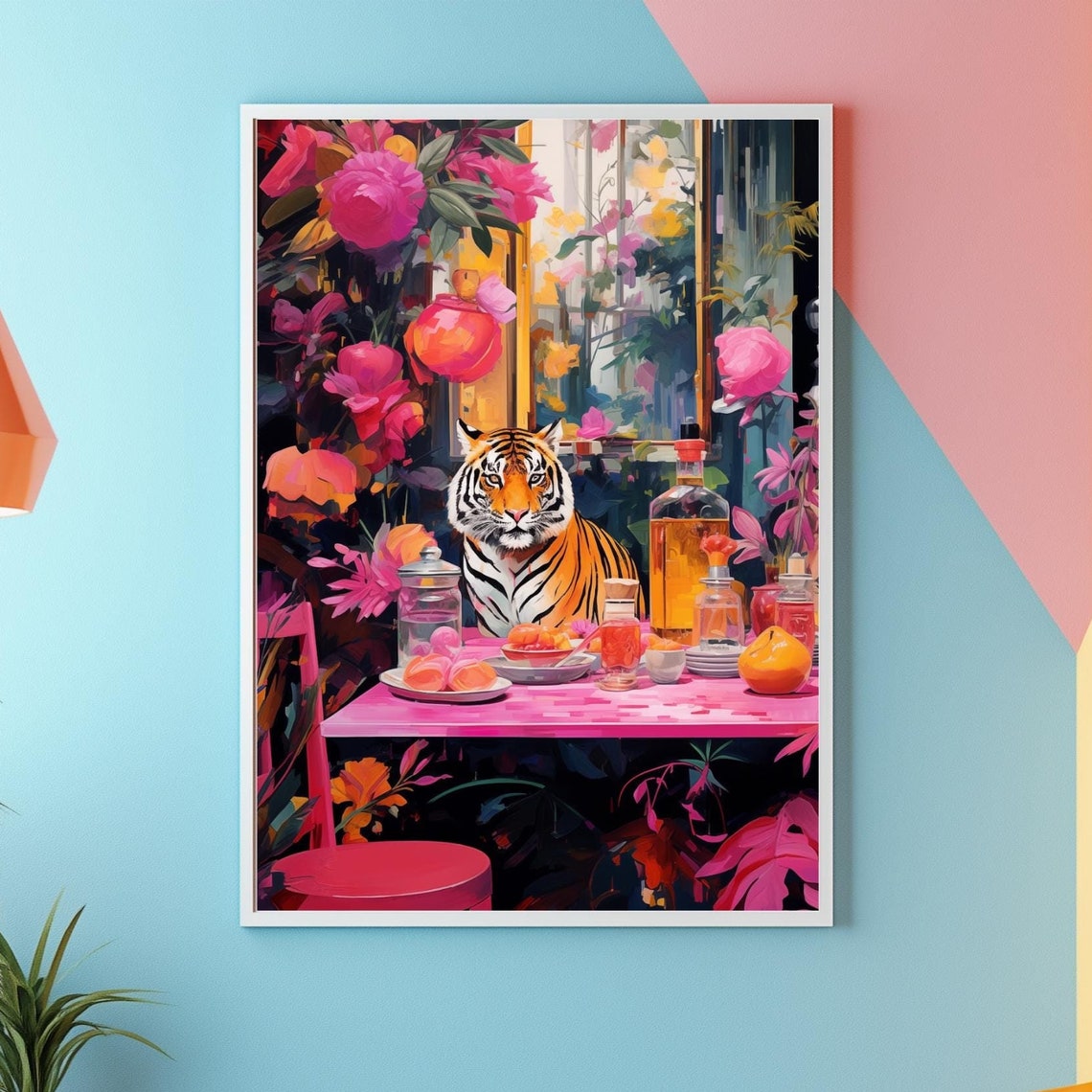 Colorful Tiger Art For Kitchen Tiger Wall Art Jungle Decor Vibrant Tiger Poster Bold Tiger Artwork Tiger - Image 3