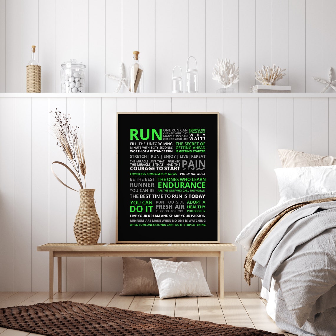 Neon Green Run Runner Manifesto Typographic Motivation Wall Poster - Image 3