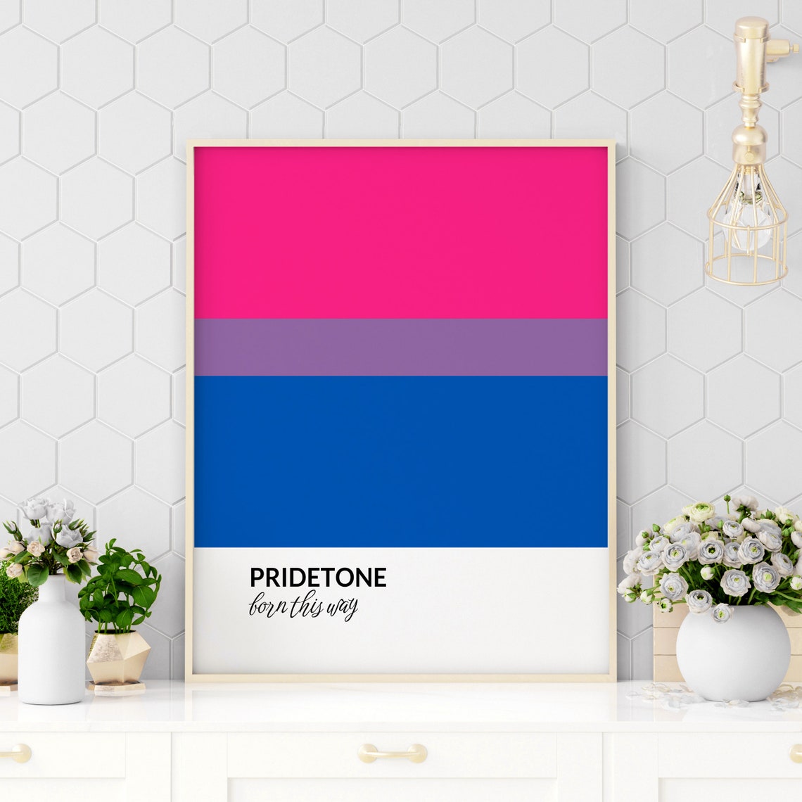 PRIDETONE Born This Way Bisexual Pride Flag Color Block Poster