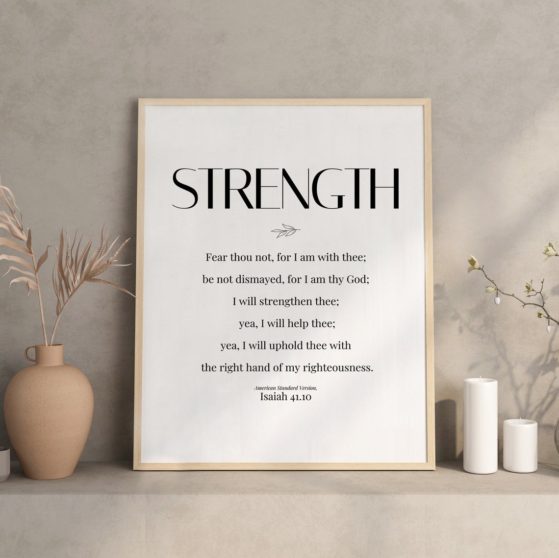 Strength Isaiah 41.10 Fear Not Bible Verse Poster Bold Minimalist