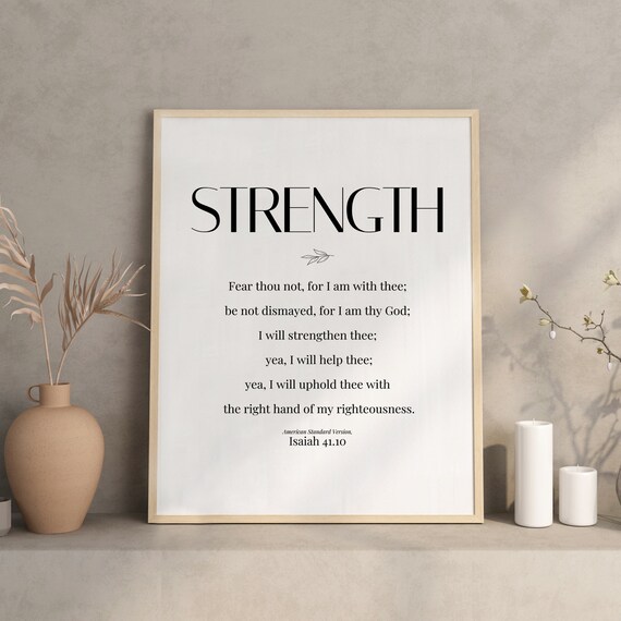Strength Isaiah 41.10 Fear Not Bible Verse Poster Bold Minimalist