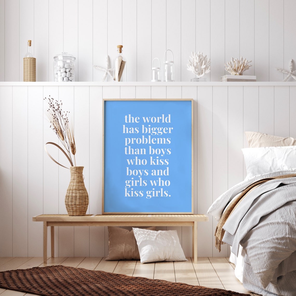 The World Has Bigger Problems Sky Blue Boys Kiss Boys Poster - Image 2