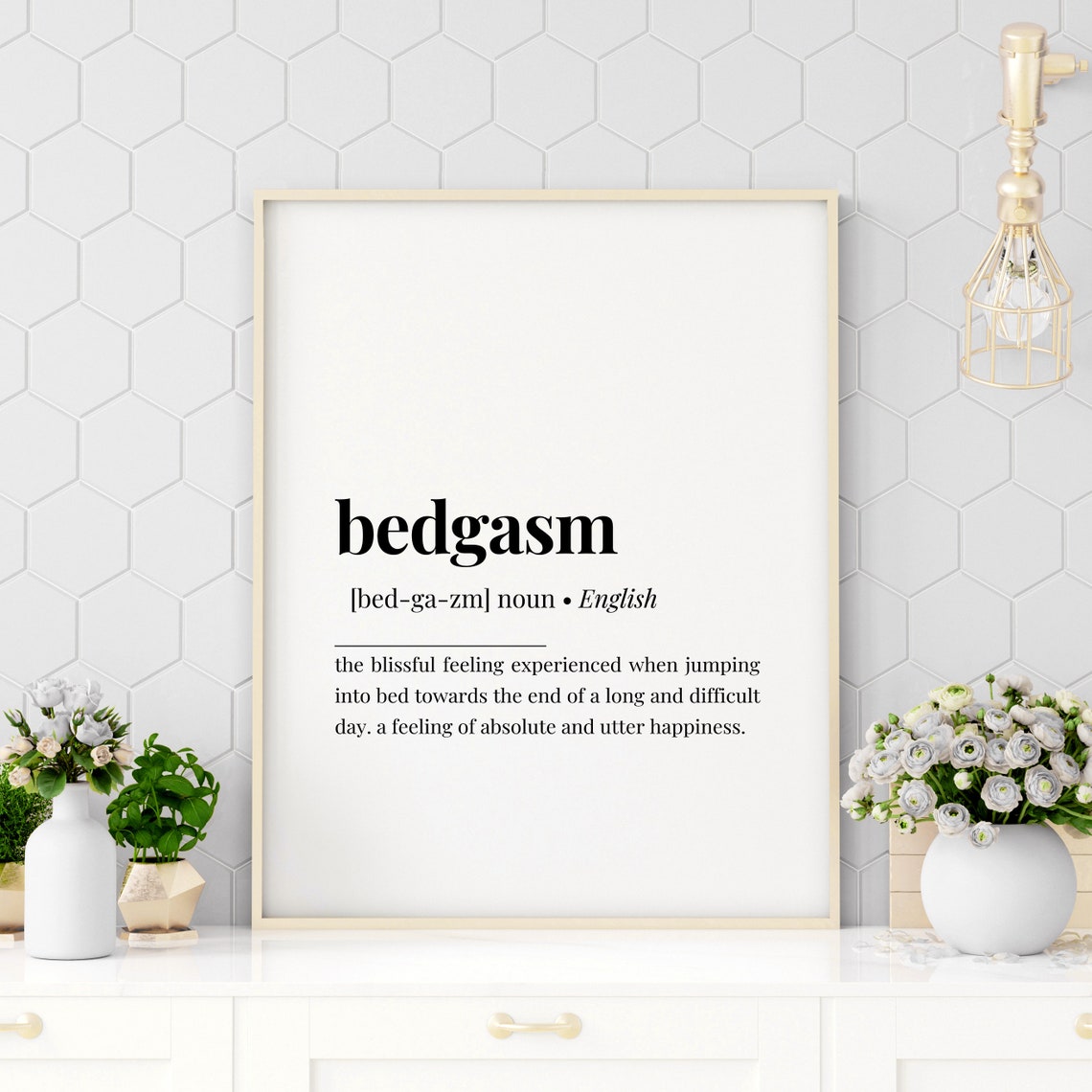 Bedgasm Definition Funny Bedroom Typography Humor Gift Poster
