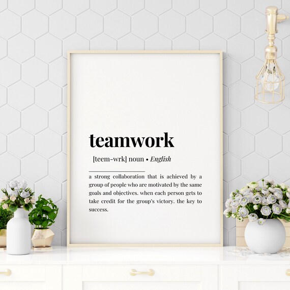 Teamwork Dictionary Definition Office Collaboration Success Minimalist Wall Art