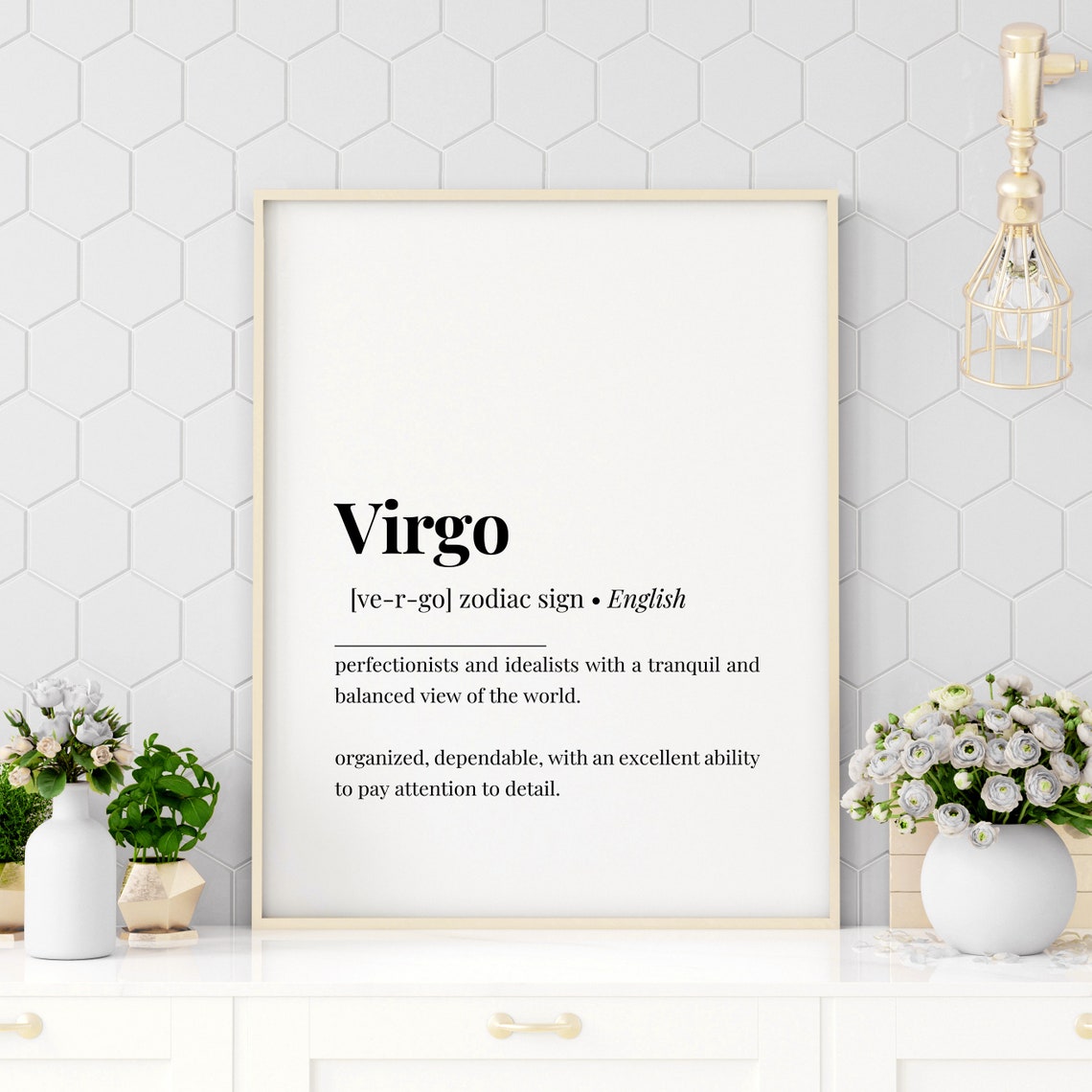 Virgo Bold Zodiac Sign Dictionary Definition Traits Quote Poster