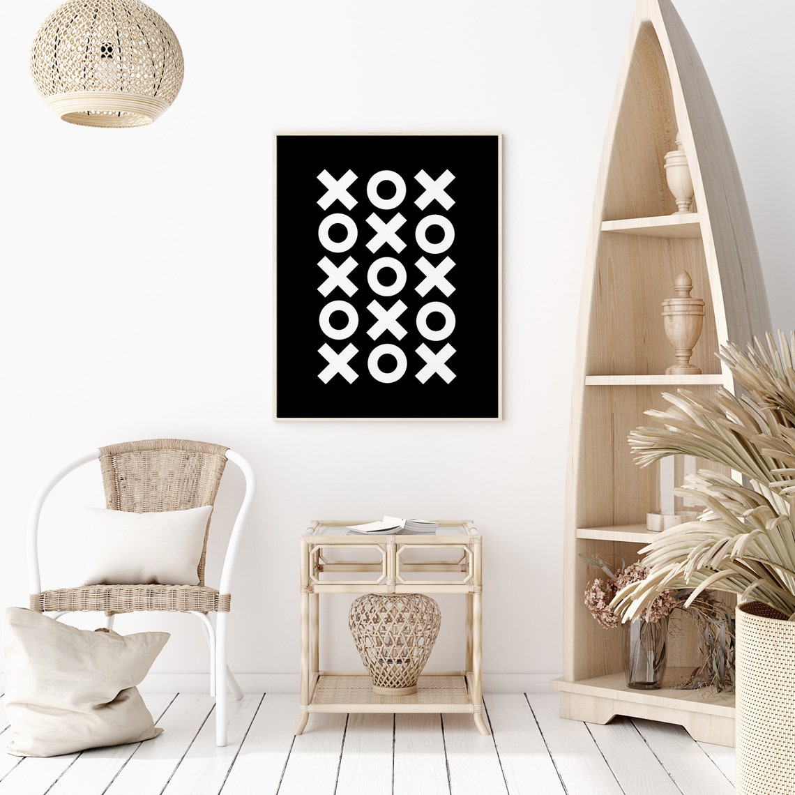XOXO Hugs And Kisses Love Minimalist Black White Graphic Poster - Image 2