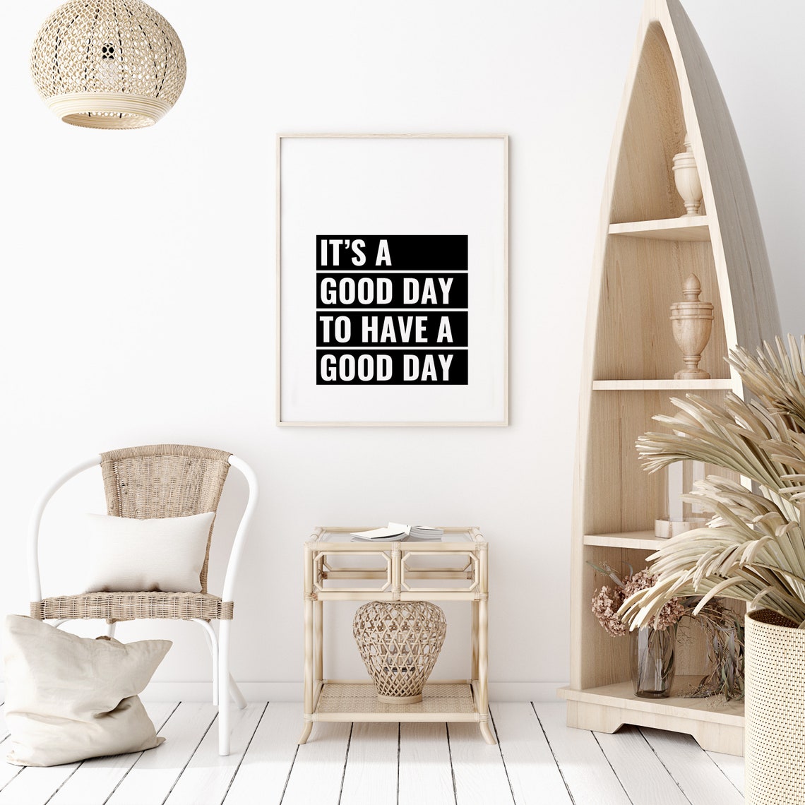 Its A Good Day To Have A Good Day Quote White Black Block Poster - Image 2