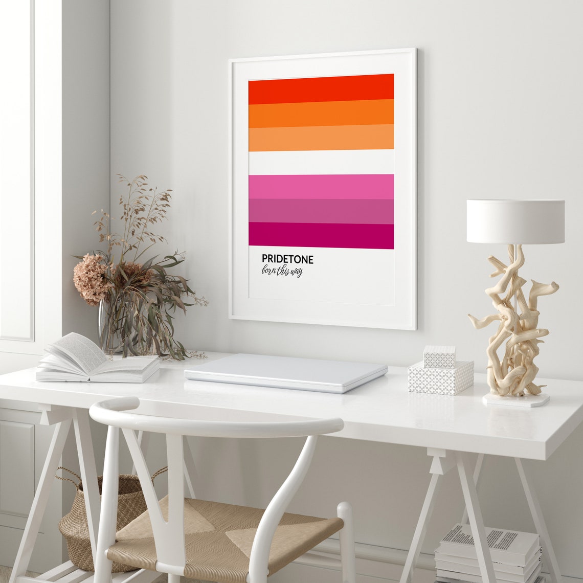 PRIDETONE Born This Way Lesbian Pride Flag Color Block Poster - Image 3