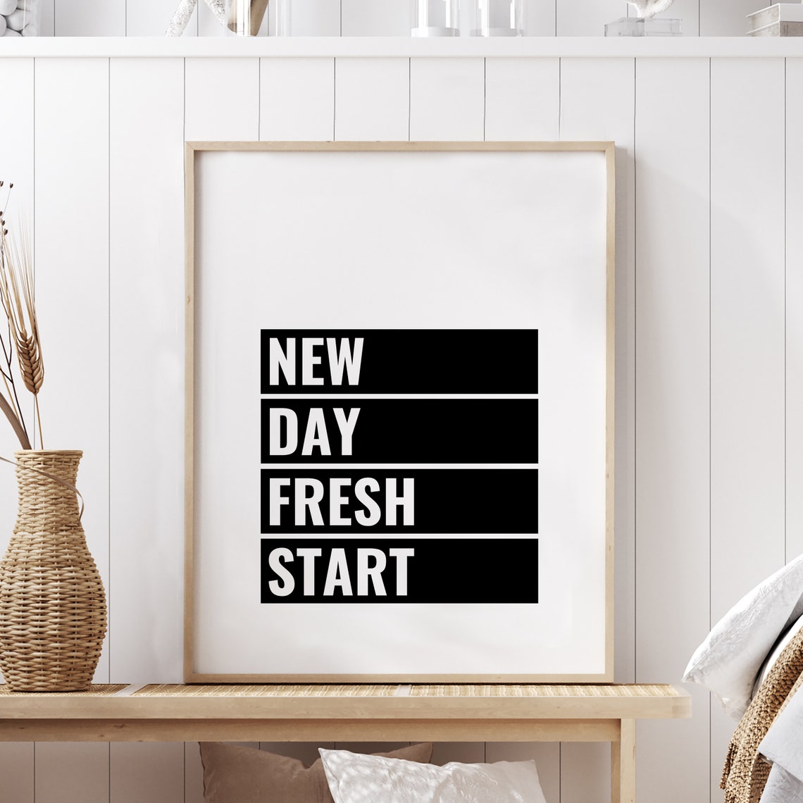 New Day Fresh Start Inspirational Morning Quote Poster Design