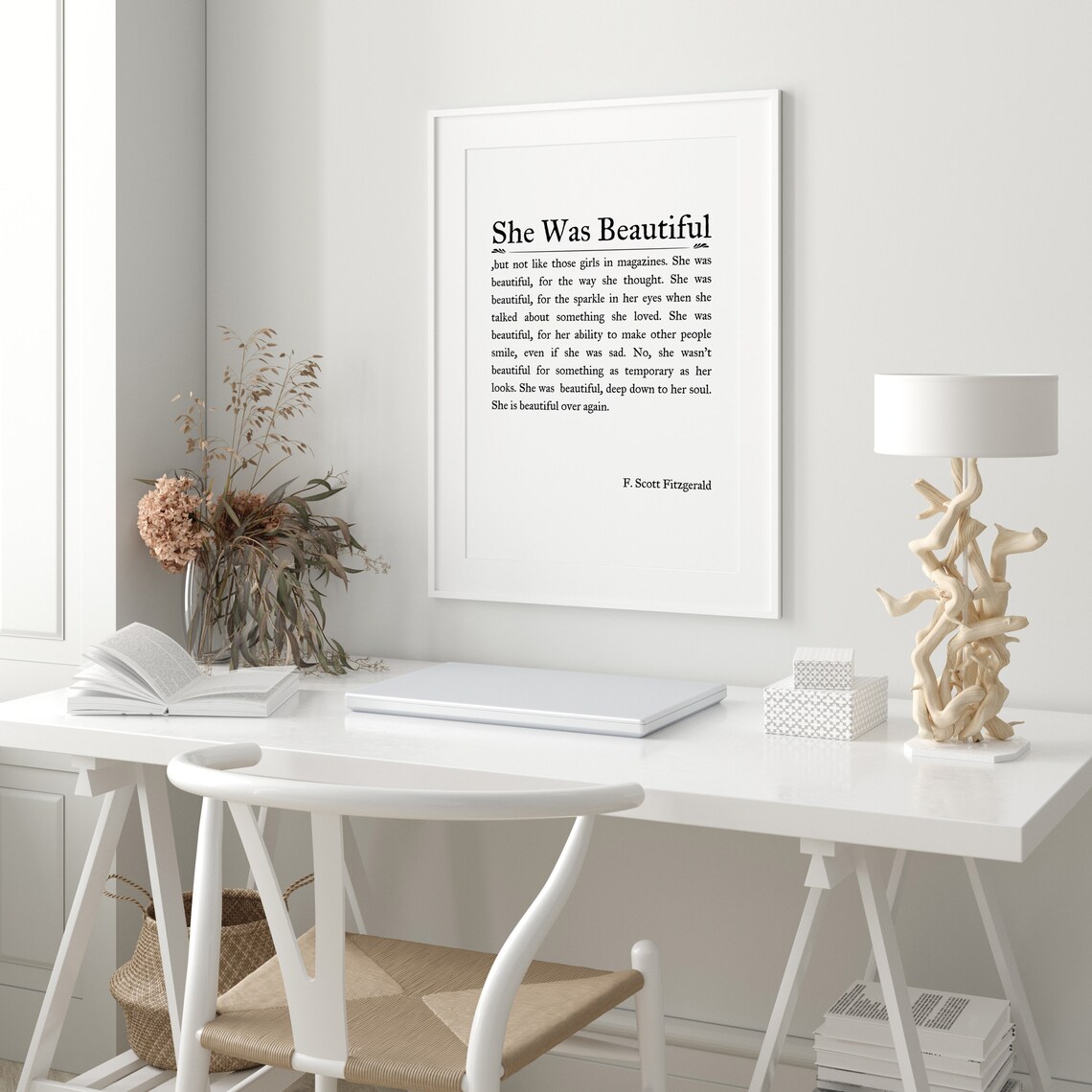She Was Beautiful F Scott Fitzgerald Quote Classic Serif Poster - Image 2