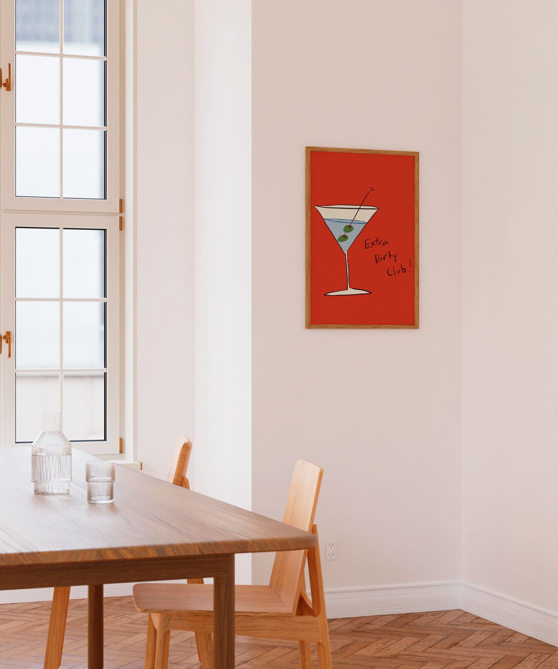 Kitchen Wall Art Red And Blue Cocktail Art Print - Image 2