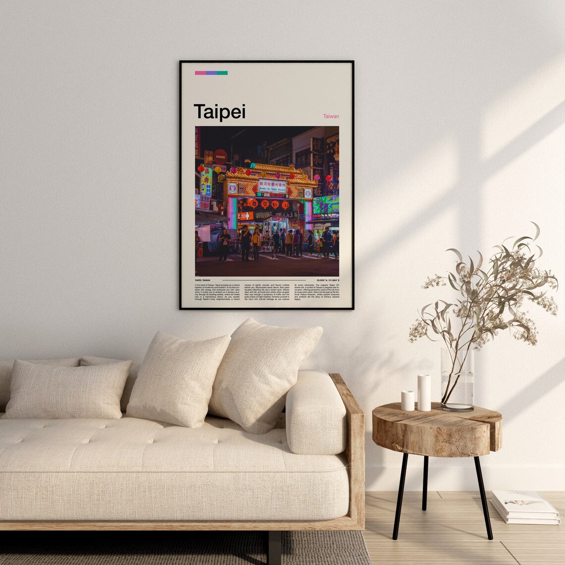 Taipei Taiwan Raohe Night Market Neon Street Food Lights Poster - Image 3