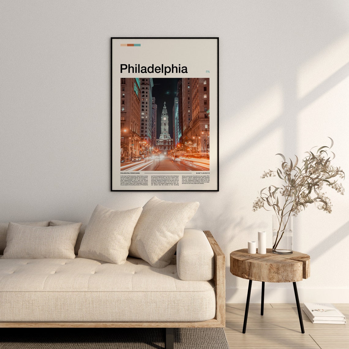 Philadelphia Pennsylvania City Hall Tower Night Street View Poster - Image 3