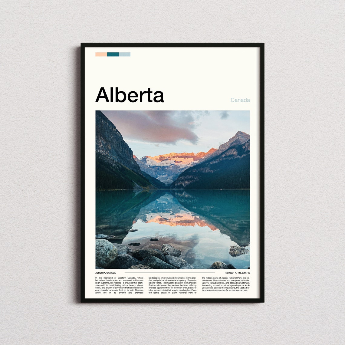 Alberta Canada Moraine Lake Mirror Reflection Rocky Peaks Poster