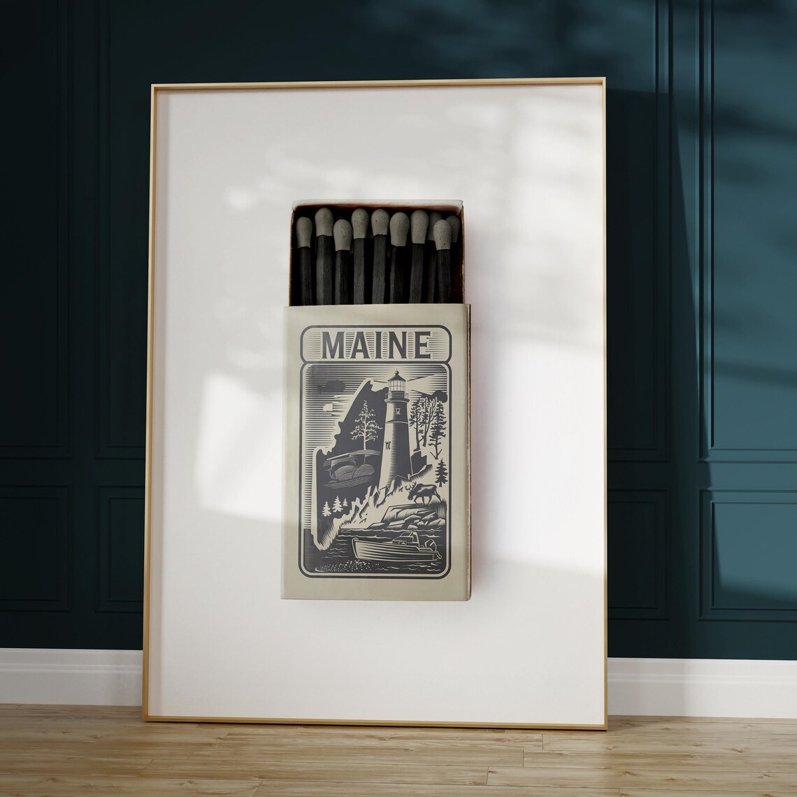 Maine Lighthouse Vintage Matchbox Art Coastal Illustration Poster - Image 4