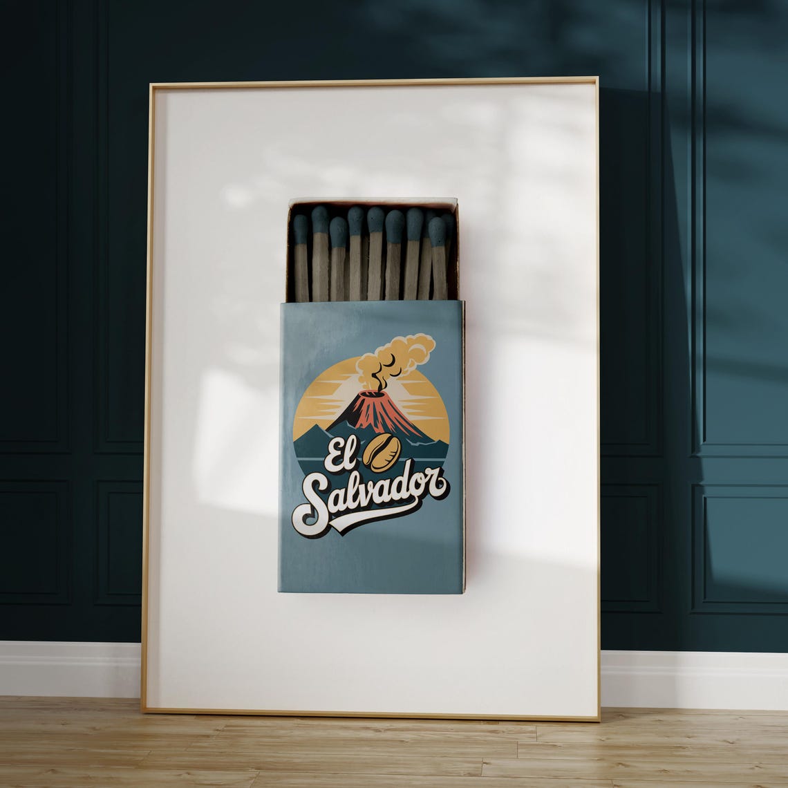El Salvador Matchbox Volcano Coffee Vintage Travel Art Poster - Image 5