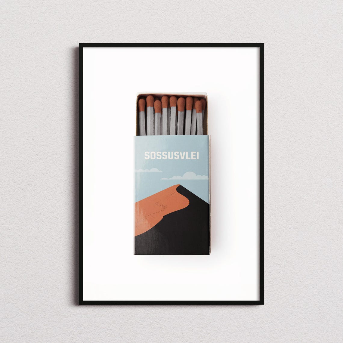 Sossusvlei Single Red Dune Matchbox Style Minimalist Art Poster