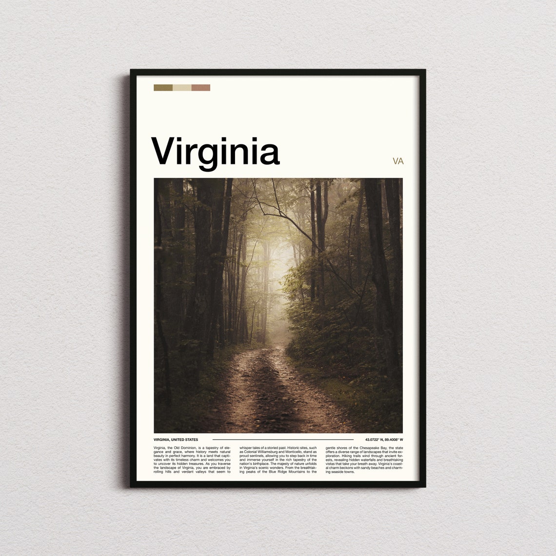 Virginia Misty Forest Path Sunlight Woodland Photography Poster