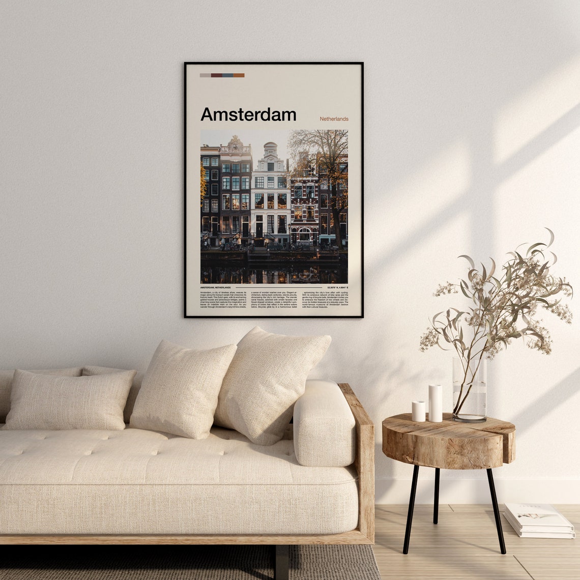 Amsterdam Netherlands Canal Houses Reflection Historic City Poster - Image 3