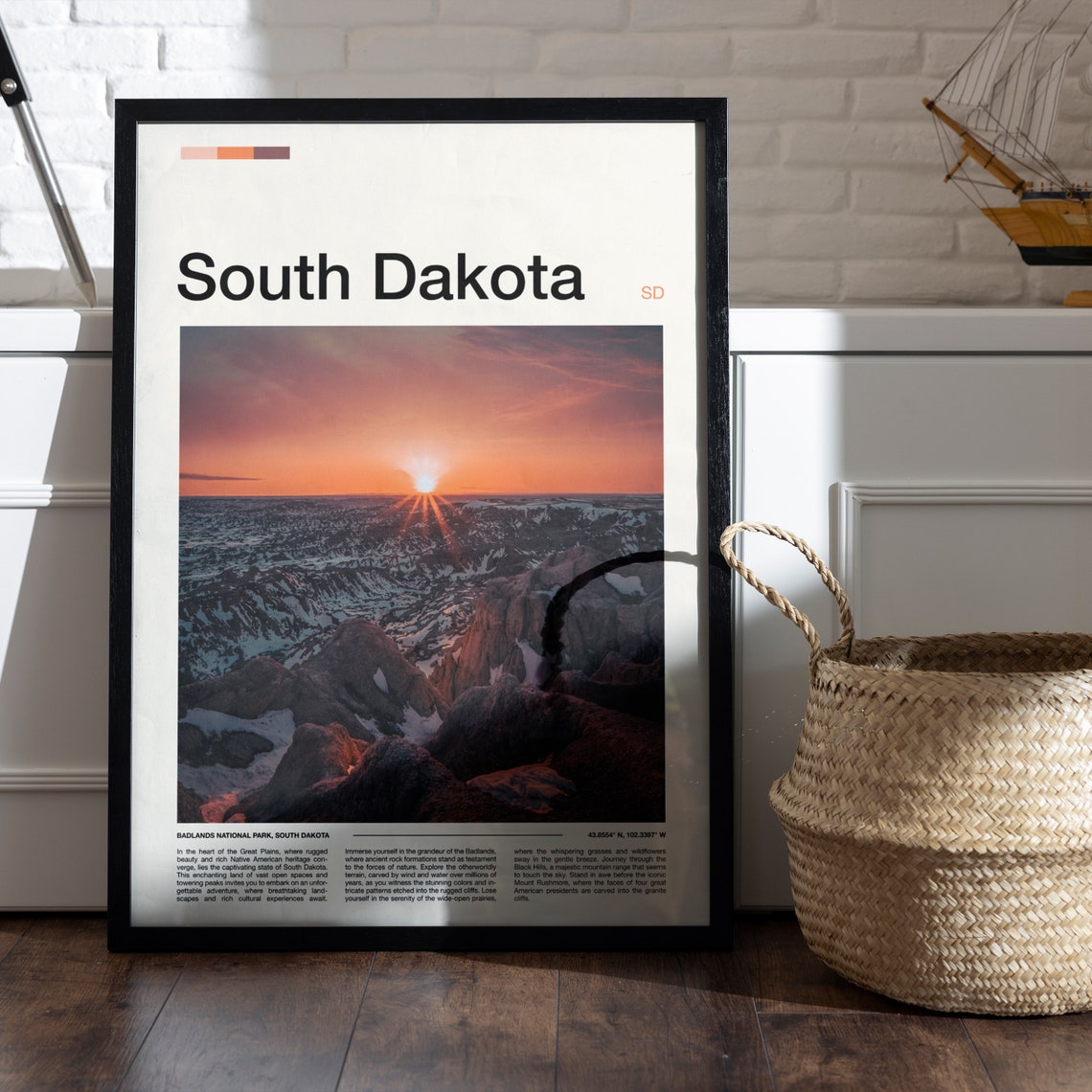 South Dakota Badlands National Park Winter Canyon Sunrise Poster - Image 5