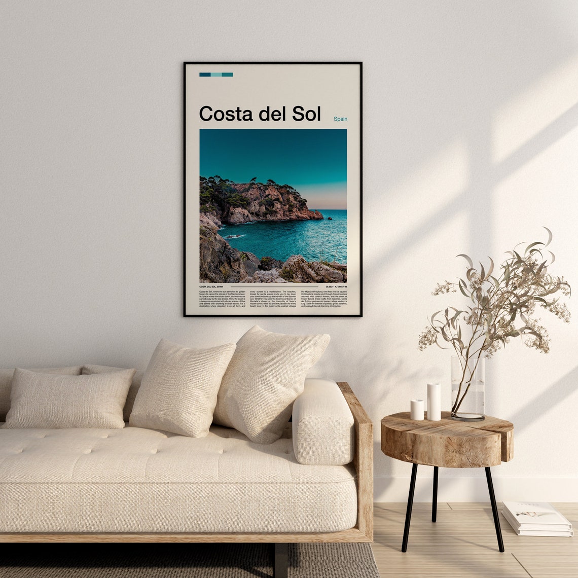 Costa del Sol Spain Rocky Cove Turquoise Mediterranean Coast Poster - Image 2