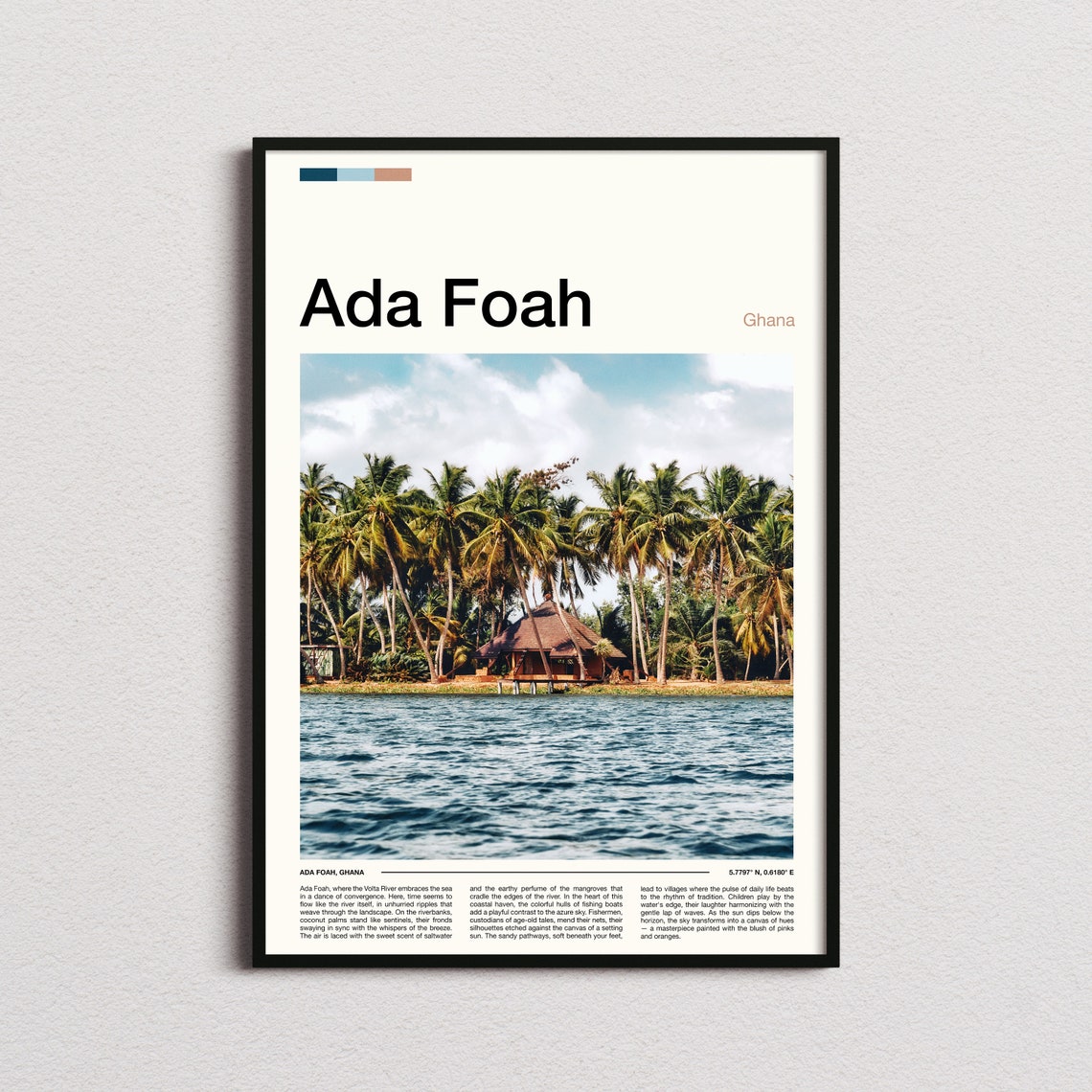 Ada Foah Ghana Palm Trees Beach Hut Tropical Shore Photo Poster