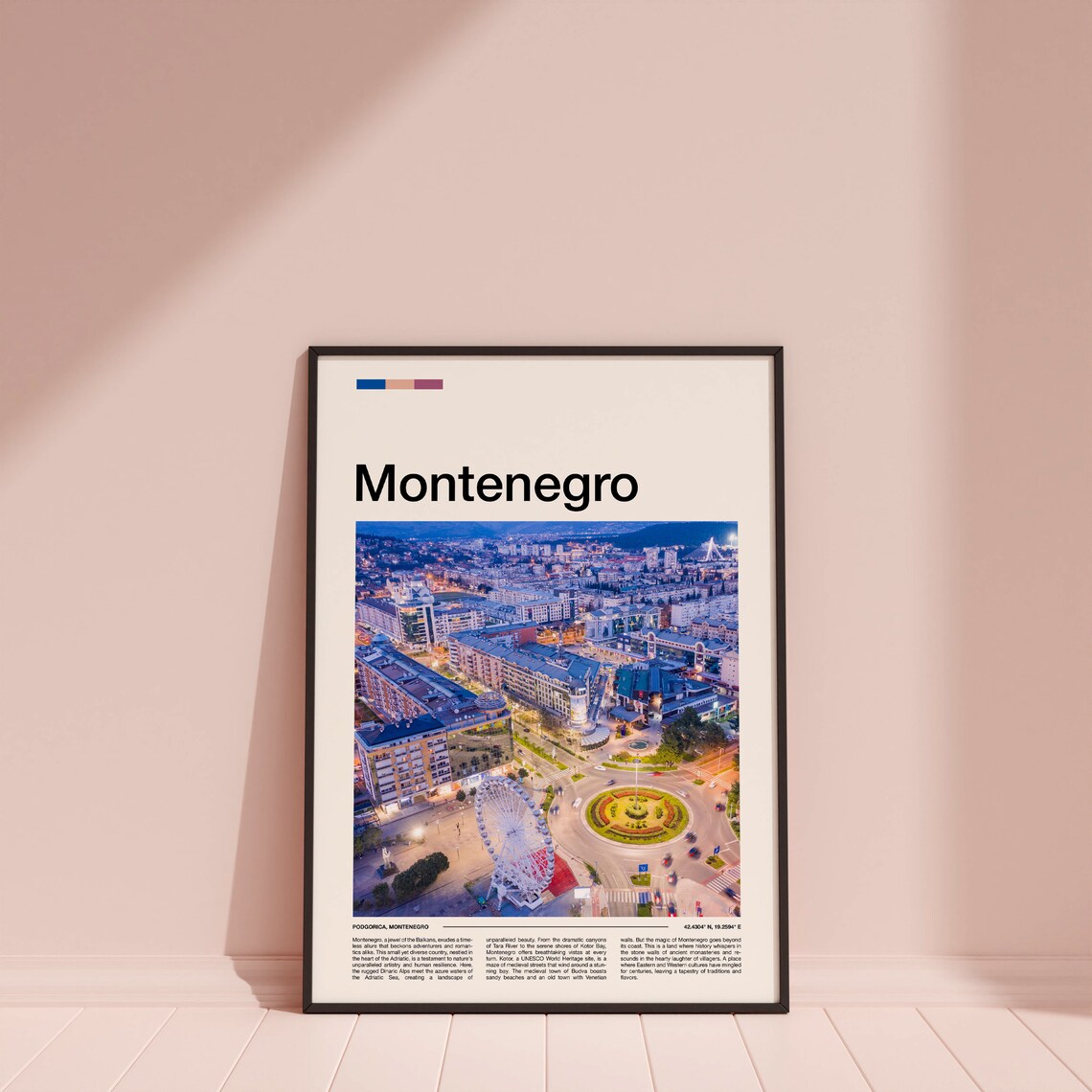 Podgorica Montenegro City Aerial Dusk Skyline Travel Photo Poster - Image 4