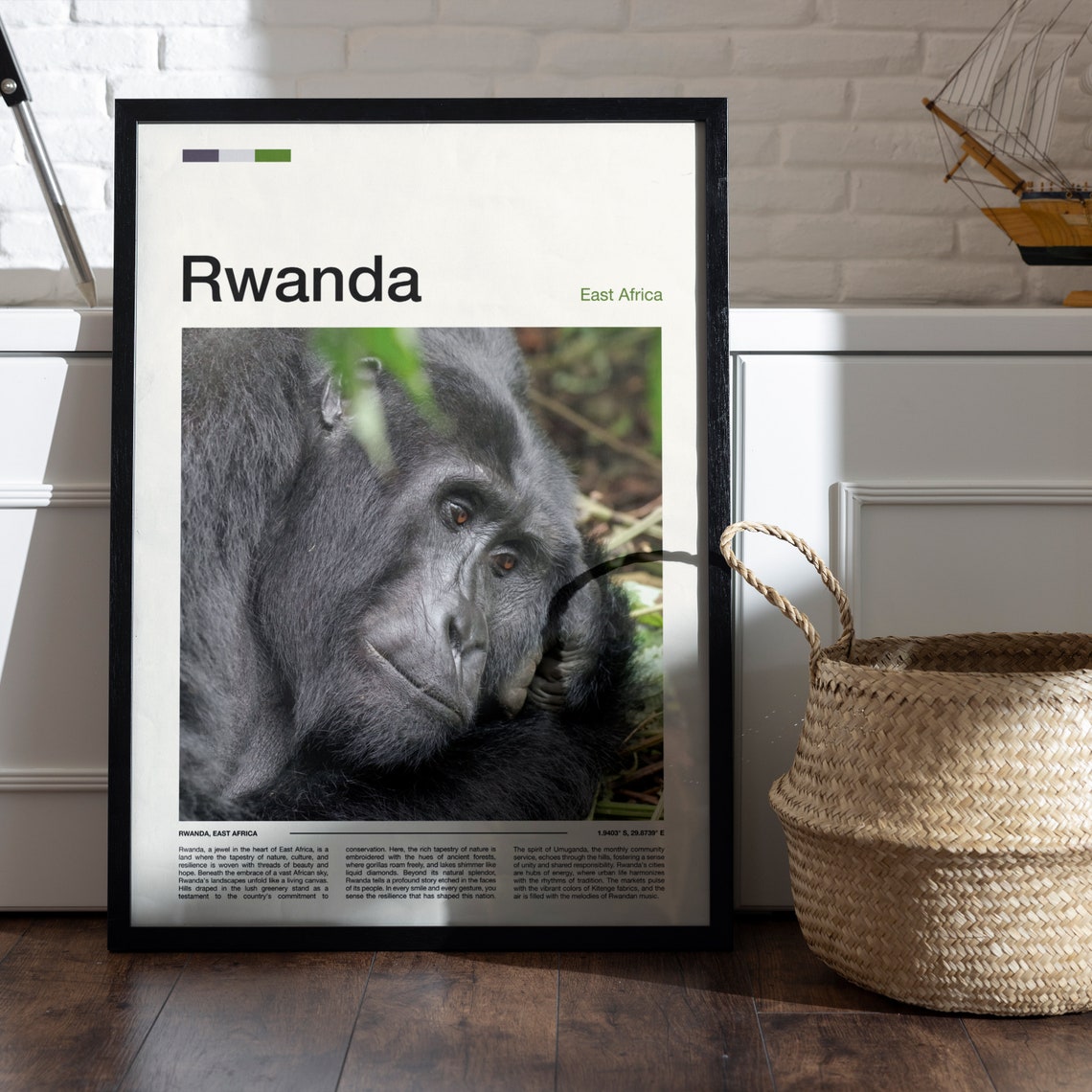Rwanda Mountain Gorilla Close Up Portrait Wildlife Photography Poster - Image 5