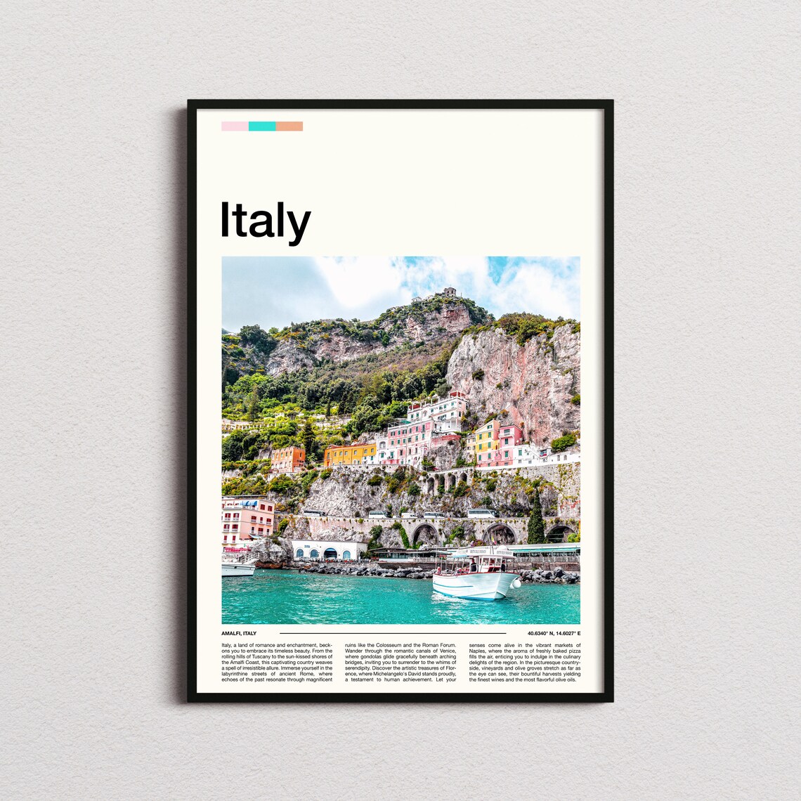 Amalfi Coast Italy Cliffside Village Colorful Houses Photo Poster