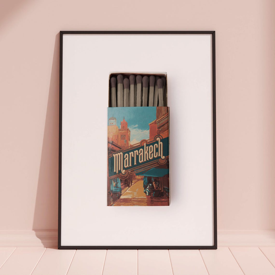 Marrakech Matchbox Morocco Souk Medina Vintage Travel Art Poster - Image 3