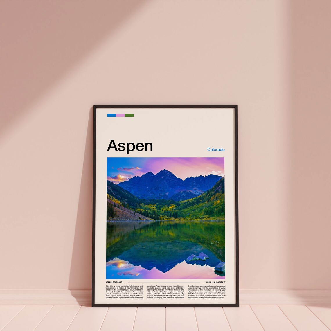 Aspen Colorado Maroon Bells Twin Peaks Sunset Lake Mirror Poster - Image 4