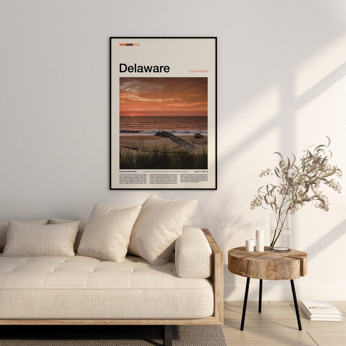 Delaware Beach Sunset Atlantic Ocean Rock Jetty Golden Hour Poster - Image 2