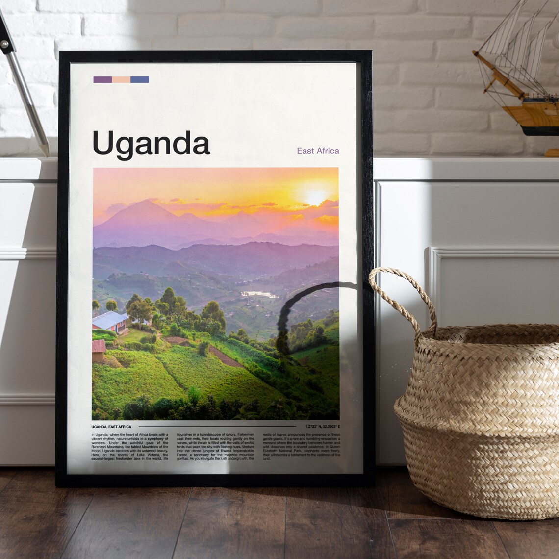 Uganda East Africa Green Hills Sunset Valley Panorama Poster - Image 5