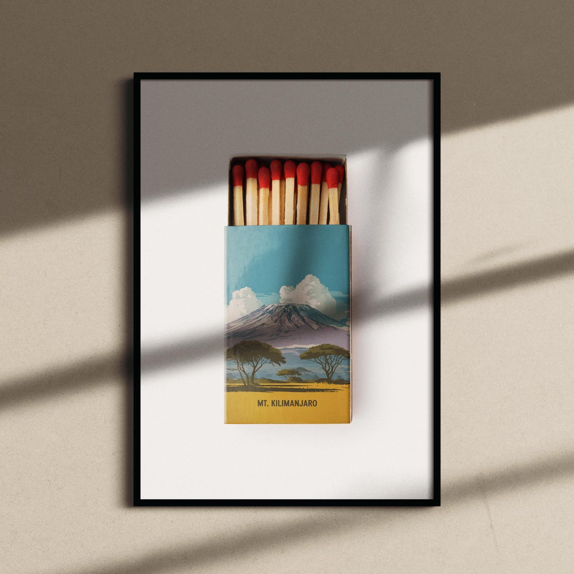 Mount Kilimanjaro Vintage Matchbox Art Safari Illustration Poster - Image 2
