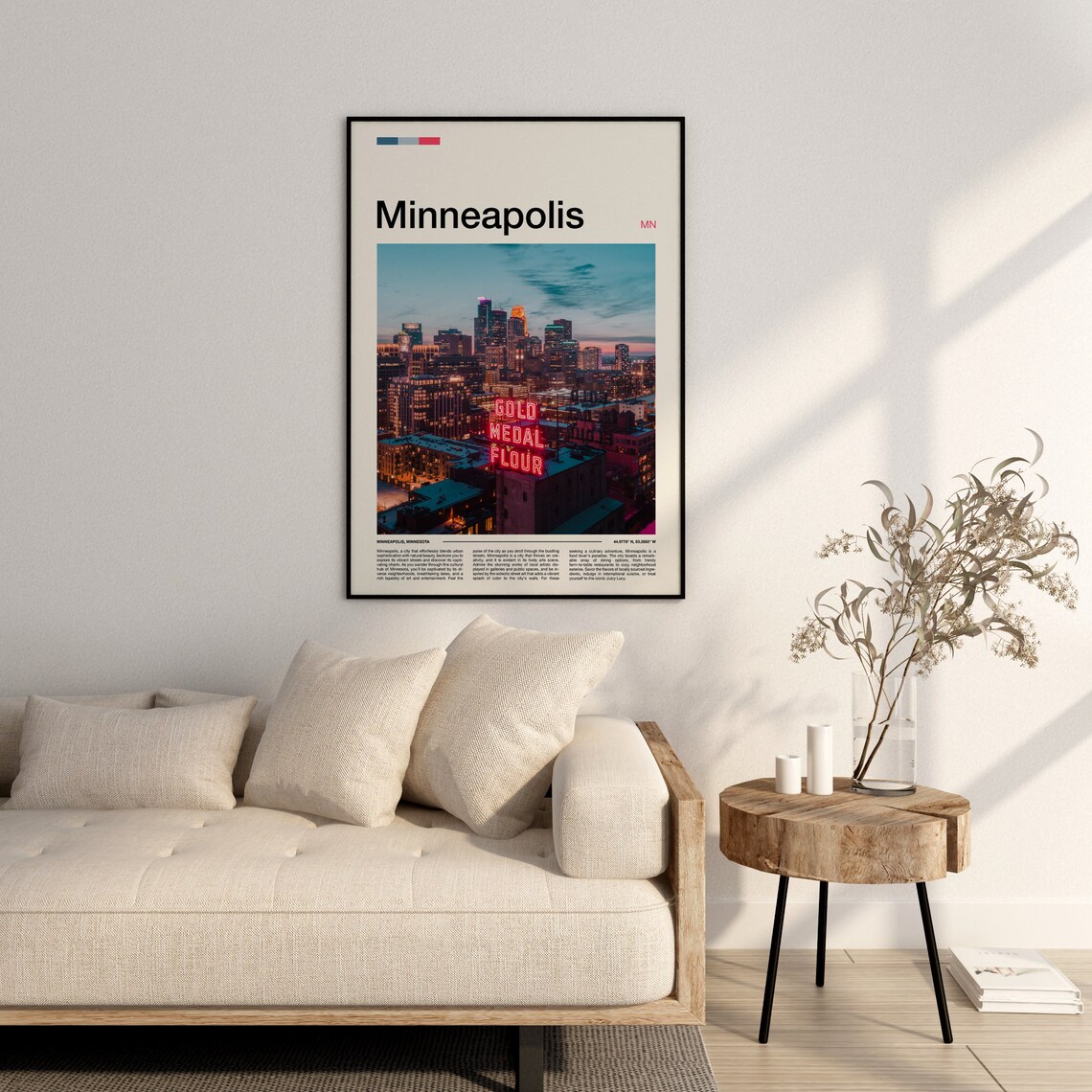 Minneapolis Minnesota Gold Medal Flour Neon Sign Night City Poster - Image 3