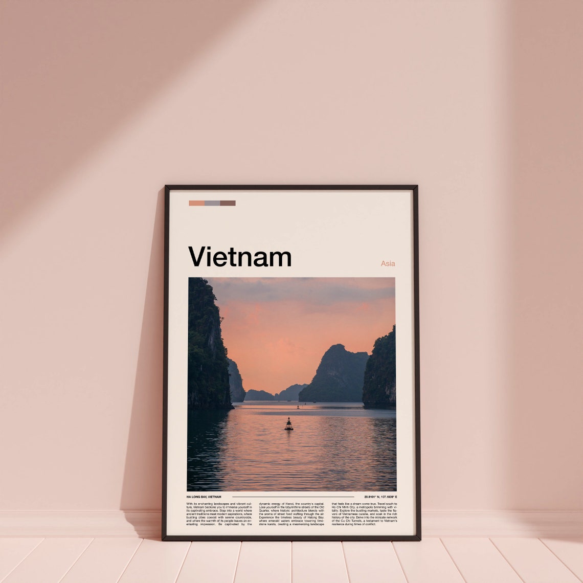 Vietnam Ha Long Bay Limestone Karsts Sunset Seascape Boat Poster - Image 3