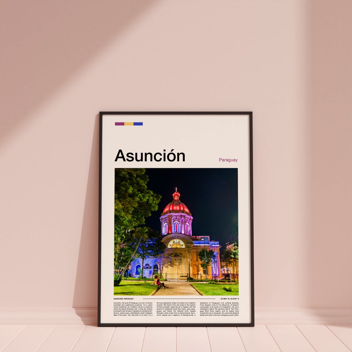 Asuncion Paraguay Cathedral Night Lights Travel Photo Poster - Image 4