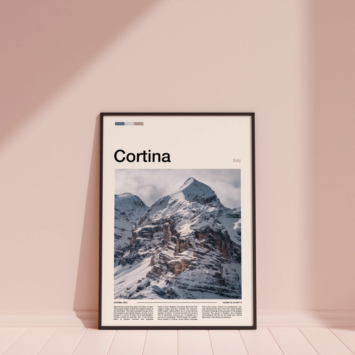 Cortina Italy Dolomites Snowy Alpine Peaks Winter Ski Poster - Image 3