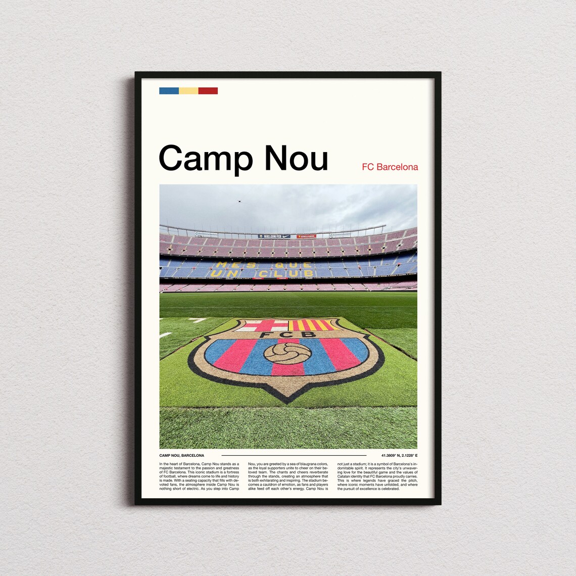 Camp Nou FC Barcelona Football Stadium Crest Soccer Travel Poster